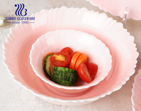 Assiette ronde en verre opale rose résistante à la chaleur de 10.5 oz à prix compétitif