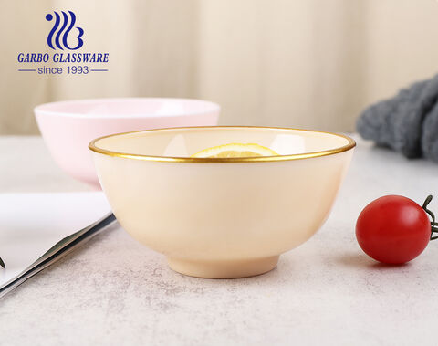 Luxury 250ml Spray Color Glass Bowls with Golden Rim for Pre Snack