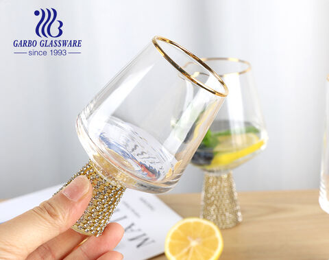 Стакан премиум-класса из дутого стекла ручной работы, сверкающий стакан для коктейлей с искусственным алмазным стержнем
