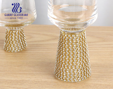 Стакан премиум-класса из дутого стекла ручной работы, сверкающий стакан для коктейлей с искусственным алмазным стержнем