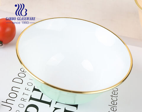 スプレーカラーと金縁の絶妙なガラス飯碗 混ぜて収納 丸茶碗