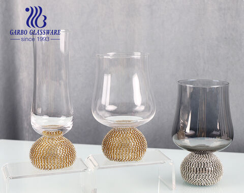 Tulip shape crystal diamond whisky tasting glass handmade luxury wine glass cups