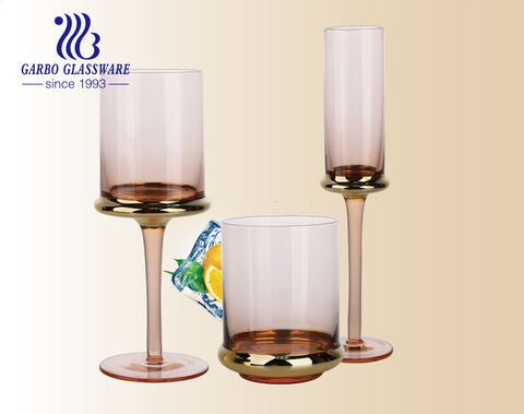 16 унций 450 мл уникальный стакан для воды с золотым гальваническим покрытием янтарного цвета