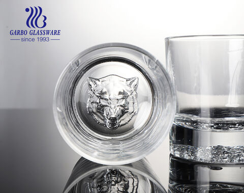 11oz 300ml Thick tiger engraved design bottom whisky glass tumbler 