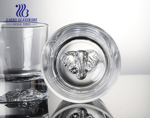 11oz 300ml Thick tiger engraved design bottom whisky glass tumbler 