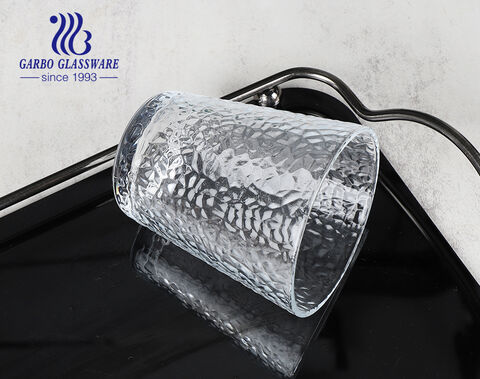 280ml 10oz high-end luxury hammer engraved design glass water tumbler