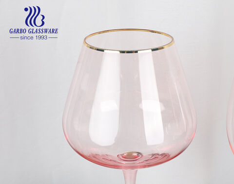 Lussuosa tazza da dessert per champagne da 10 once con colore rosa e design con bordo dorato