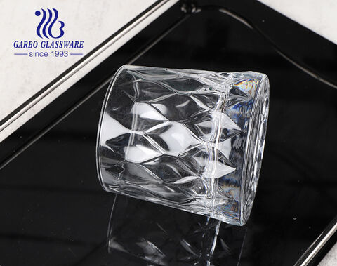 11oz High standard handmade craft embossed decorative diamond whisky glasses 