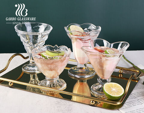 Luxury Tulip Shape Ice Cream Glass Cup for Sundae and Dessert