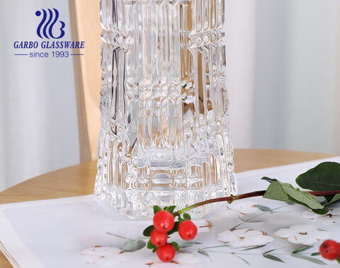 Stock engraved design classic glass vase for home decor European glass flower vases