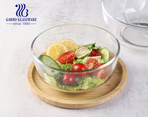 In stock 9 inch 2300ml 7 inch 1200ml 4.5 inch 320ml transparent glass salad bowls