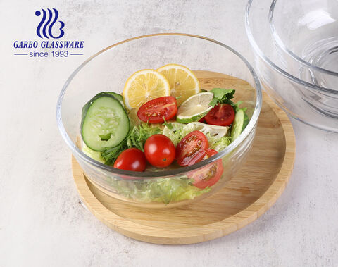 In stock 9 inch 2300ml 7 inch 1200ml 4.5 inch 320ml transparent glass salad bowls