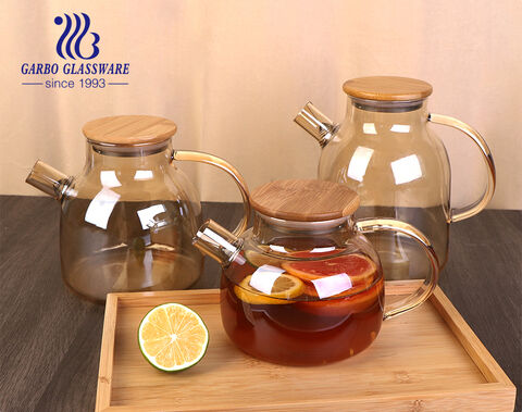 1000 ml bernsteinfarbener, kundenspezifischer Teekannen-Wasserkrug aus Glas mit hohem Borosilikatgehalt