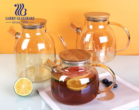 1000ML High borosilicate amber customized ion-plating glass teapot water pitcher