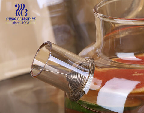1000 ml bernsteinfarbener, kundenspezifischer Teekannen-Wasserkrug aus Glas mit hohem Borosilikatgehalt