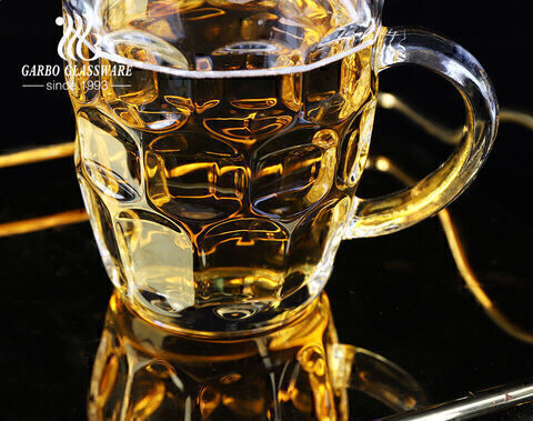 Stock beer glass with handle big size high quality 400ml classic beer mug 