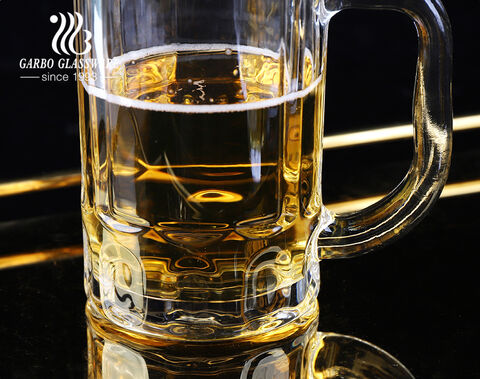 Stock beer glass with handle big size high quality 400ml classic beer mug 