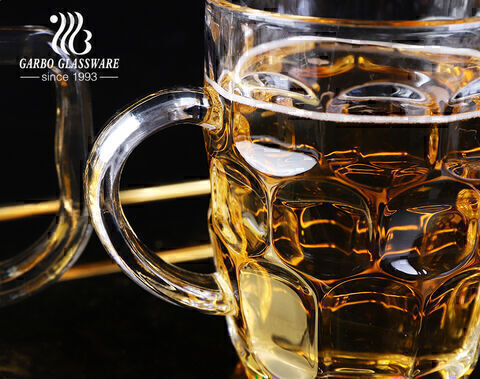 Stock beer glass with handle big size high quality 400ml classic beer mug 