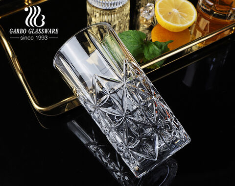 Ly pha lê không chì 13.5oz và Cocktail Tumbler thủy tinh cao với miệng viền vàng