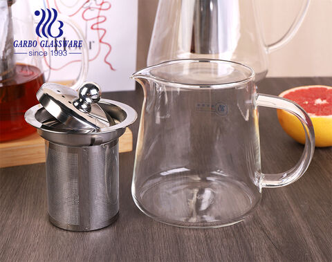 550ml single person clear borosilicate glass hot tea Steeper pot with infuser