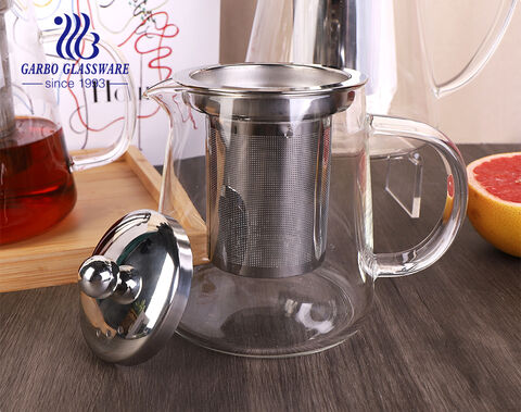 550ml single person clear borosilicate glass hot tea Steeper pot with infuser