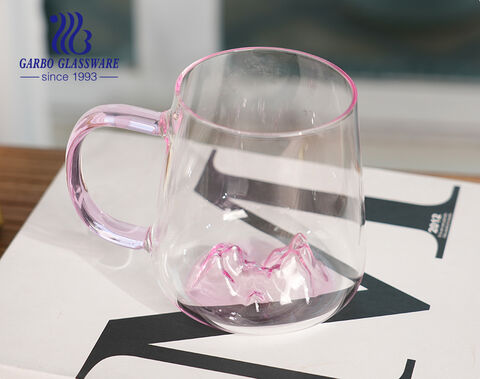 Tasses en verre à paroi simple résistantes à la chaleur Tasses en verre coloré en forme de fond de volcan de 430 ml