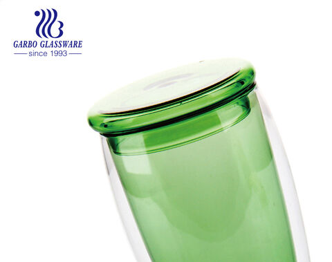 Tasse en verre de luxe à double paroi en borosilicate de couleur unie résistant à la chaleur