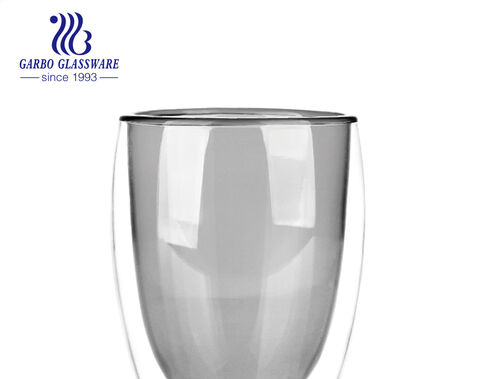 Elegant borosilicate double wall solid color glass cup for boiling water