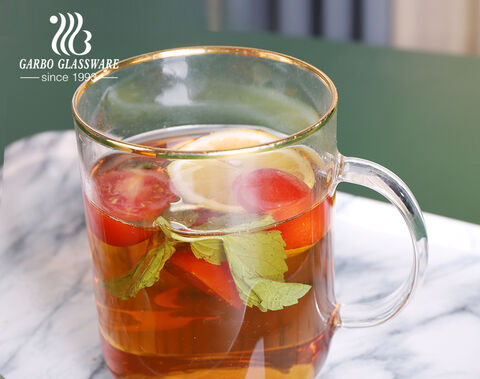 Tasse à thé en verre à haute teneur en borosilicate avec placage ionique de couleur ambre gris