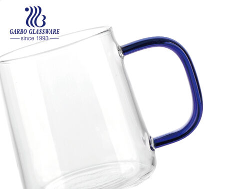 Taza de café transparente de 10 oz con asa para desayuno, té, capuchino, leche con leche, bebidas calientes