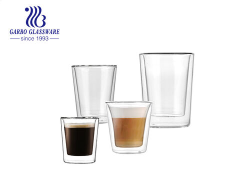 Modèles de vente chaude sélectionnés tasses à café en verre borosilicaté à double paroi