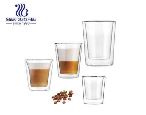 Modèles de vente chaude sélectionnés tasses à café en verre borosilicaté à double paroi