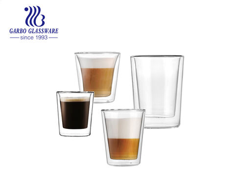 Modèles de vente chaude sélectionnés tasses à café en verre borosilicaté à double paroi