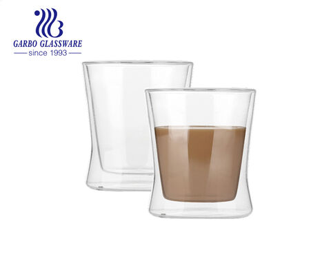 200ml 220ml 300ml Tazza da caffè in vetro borosilicato a doppia parete a forma di U