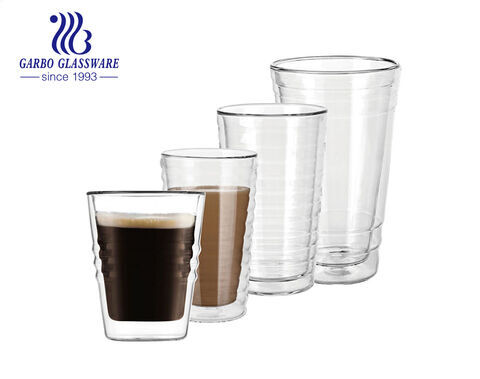 250ml 9oz small size highball glass double wall coffee cup in high borosilicate material