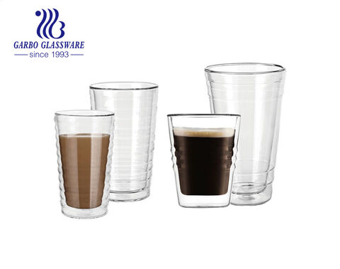Tasse à café à double paroi en verre highball de petite taille de 250 ml 9 oz en matériau à haute teneur en borosilicate