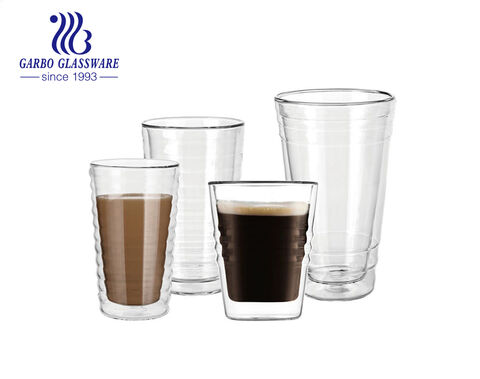 250 ml 9 oz kleine doppelwandige Highball-Kaffeetasse aus Glas mit hohem Borosilikatgehalt