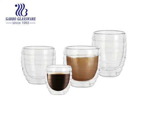 Taza de café espresso de vidrio de doble pared de borosilicato de tamaño mini de 70 ml y 2.5 oz