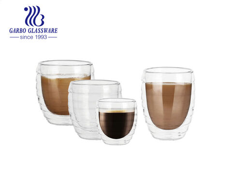 Tasse à café expresso en verre à double paroi à haute teneur en borosilicate de 70 ml 2.5 oz
