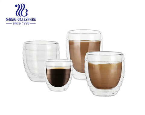 Taza de café espresso de vidrio de doble pared de borosilicato de tamaño mini de 70 ml y 2.5 oz