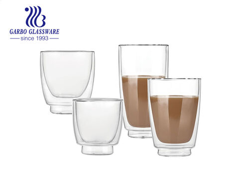 Bicchiere da 5 once 135 ml a doppia parete per caffè espresso in vetro borosilicato alto