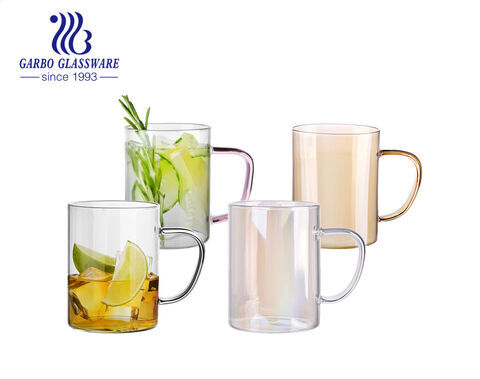 Canecas de vidro de parede única coloridas highball copos de vidro para bebidas de aquecimento seguro para micro-ondas