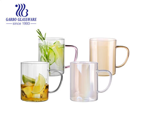 Highball colored single wall glass mugs microwave safe heating beverage glass cups