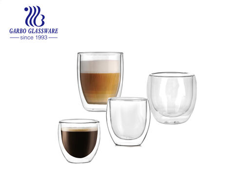 Tasses en verre expresso à double paroi en verre borosilicaté de petite taille de 100 ml à 200 ml