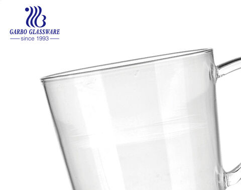High borosilicate coffee drink glass mug with customized decal pattern 
