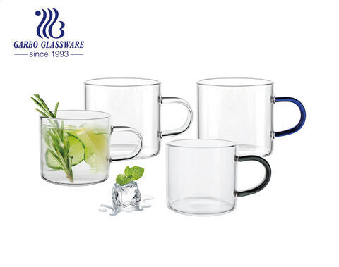 4 oz einwandige Borosilikatglasröhre aus Expresso-Glas-Kaffeetasse mit farbigem Griff