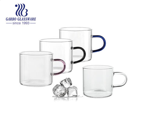 4 oz einwandige Borosilikatglasröhre aus Expresso-Glas-Kaffeetasse mit farbigem Griff