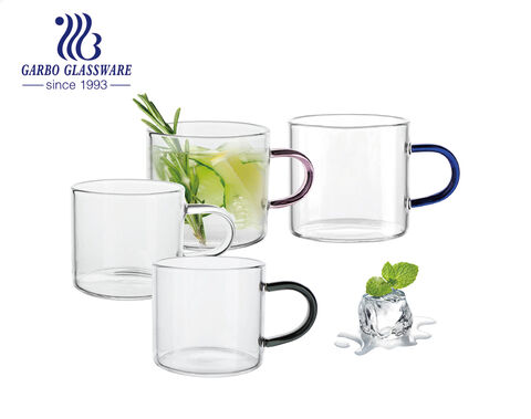 4 oz einwandige Borosilikatglasröhre aus Expresso-Glas-Kaffeetasse mit farbigem Griff