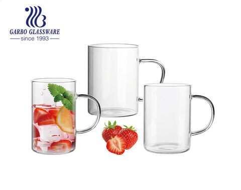 16oz Cylinder ice tea glass cup with handle Office Latte mug