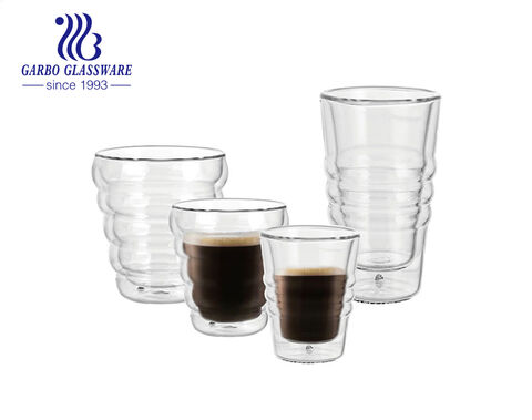 High borosilicate 4pcs different size espresso double wall glass coffee cup